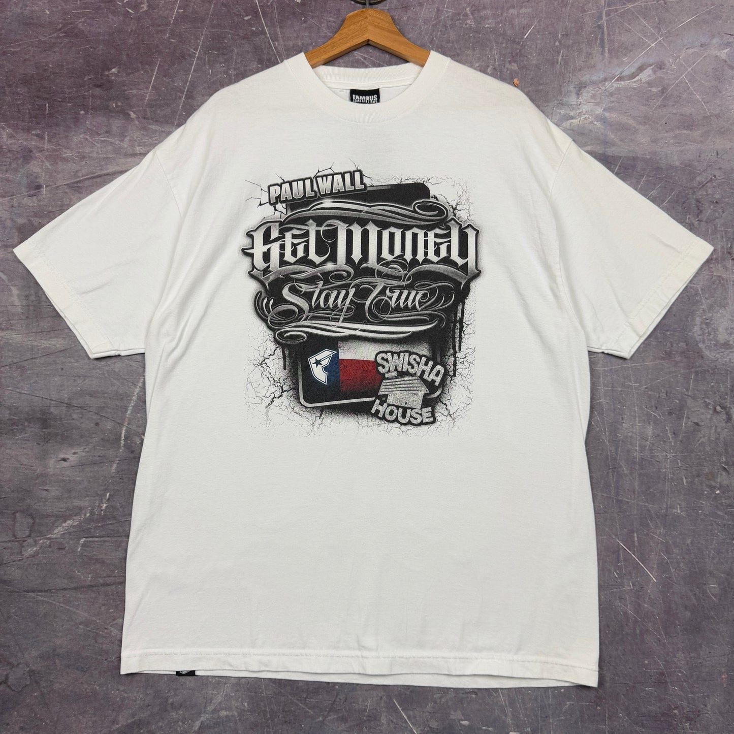 Early 00s White Paul Wall Get Money Stay True Swisha House Graphic Shirt XL 1061