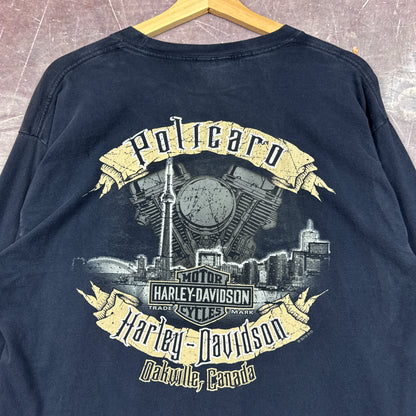 00s Navy Blue Harley Davidson Long Sleeve Shirt 3086