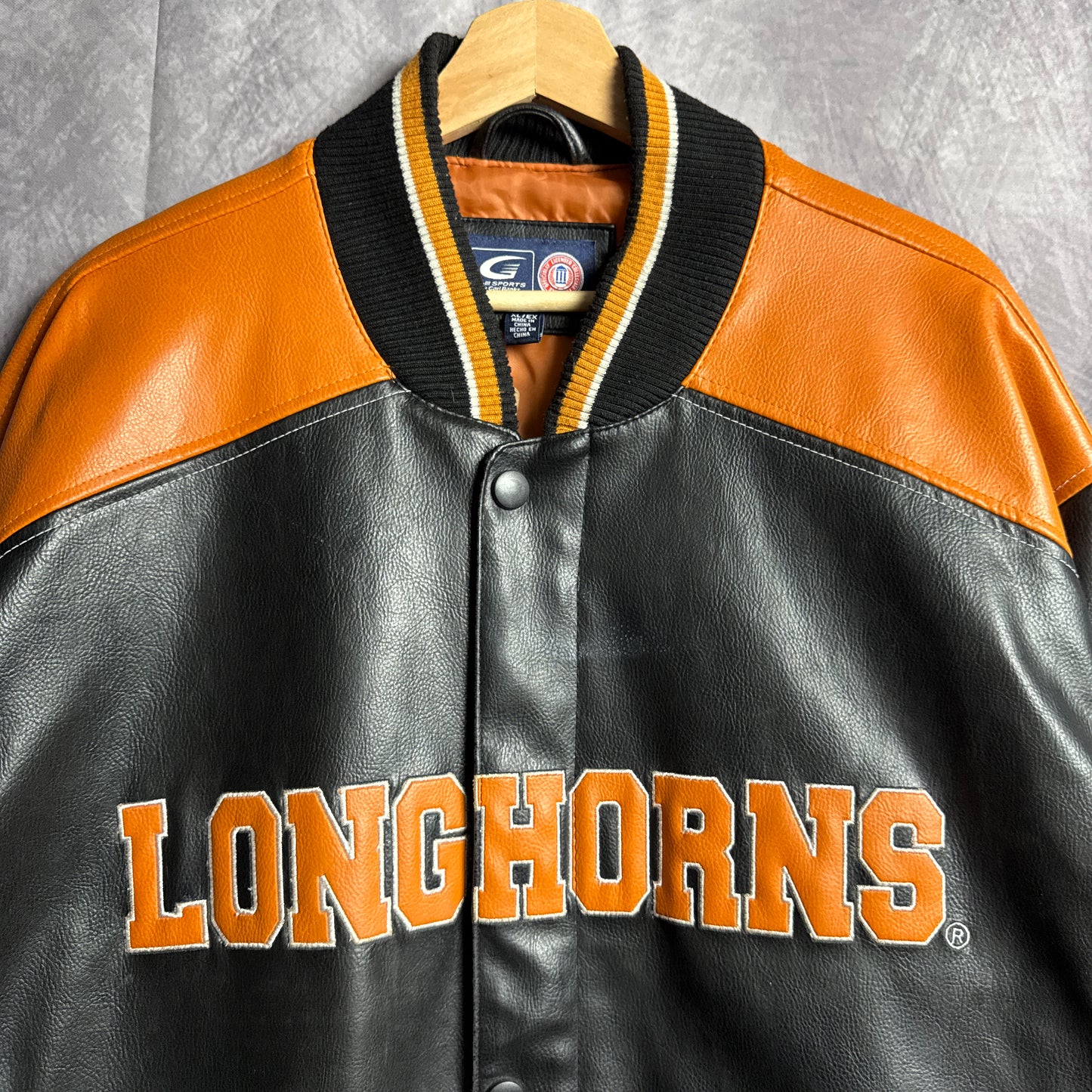 00s Black Texas Longhorns Leather Jacket 4456