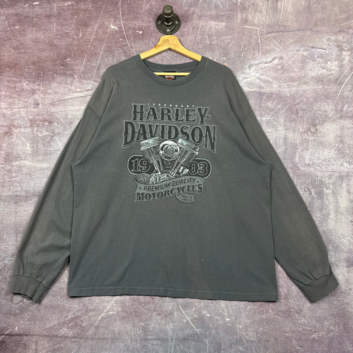 00s Grey Harley Davidson Long Sleeve Shirt 3146