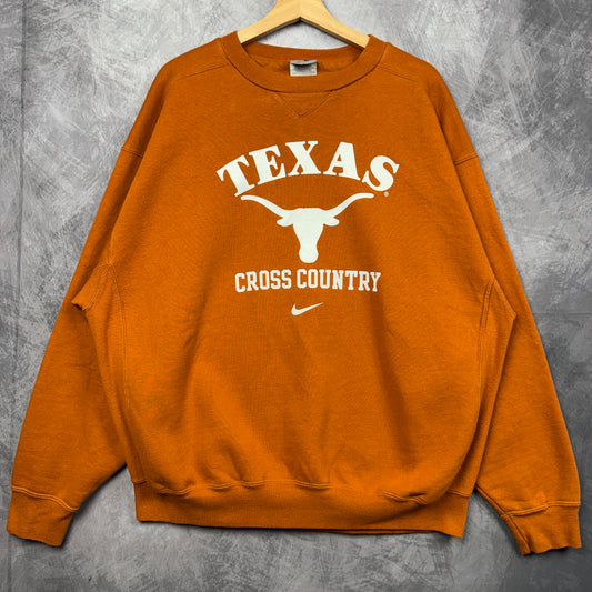00s Orange Texas Longhorns Nike Cross Country Team Issue Crewneck Sweatshirt 4372