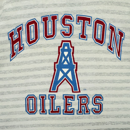90s Grey and White Houston Oilers Striped Shirt 4227