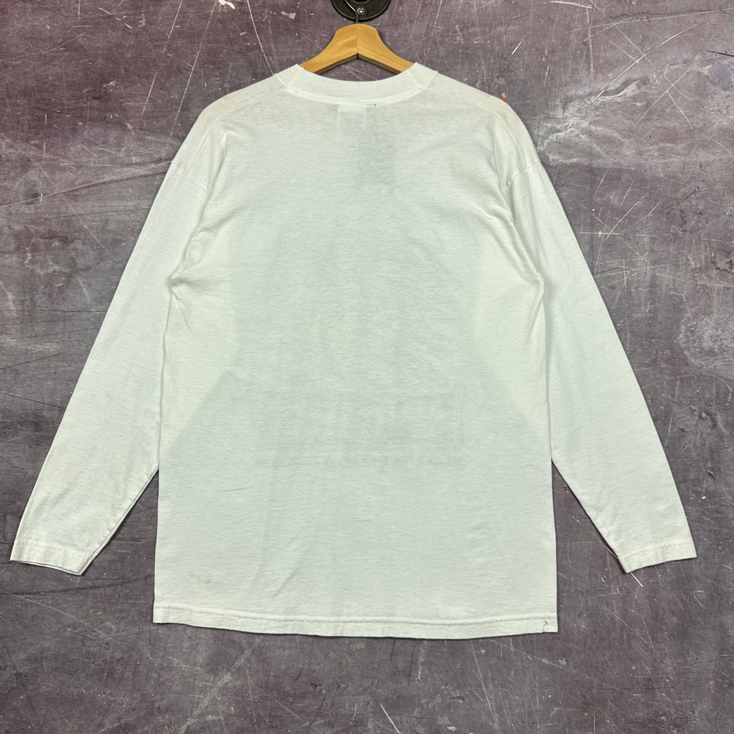 Early 00s White ZZ Top Z Tribe Houston Texas Indian Head Graphic Long Sleeve Shirt M 2874