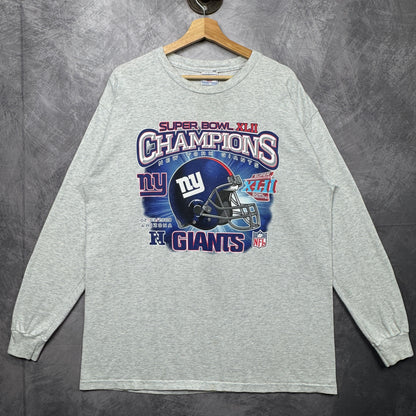 2008 Grey New York Giants Super Bowl XLII Longsleeve Shirt 4222