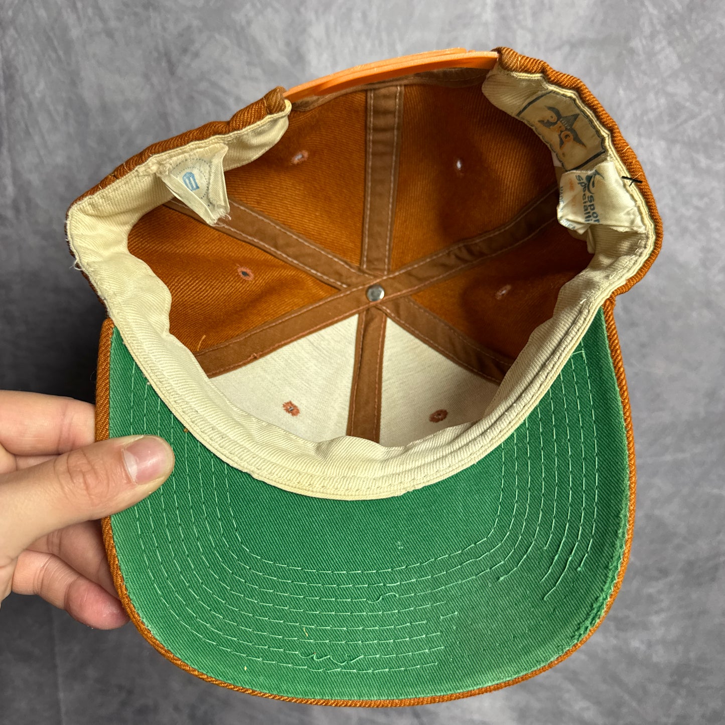 80s Texas Longhorns Sports Specialties Single Line Script Snapback Hat 4628