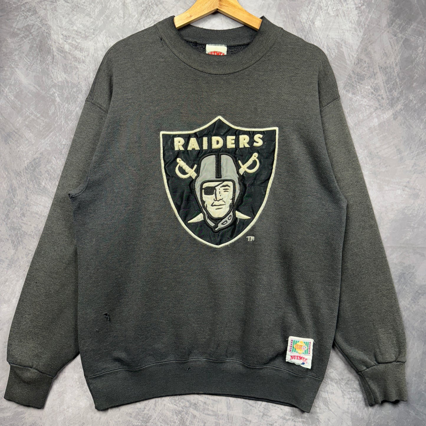 90s Faded Black Los Angeles Raiders Crewneck Sweatshirt 4100