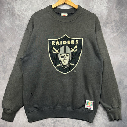 90s Faded Black Los Angeles Raiders Crewneck Sweatshirt 4100