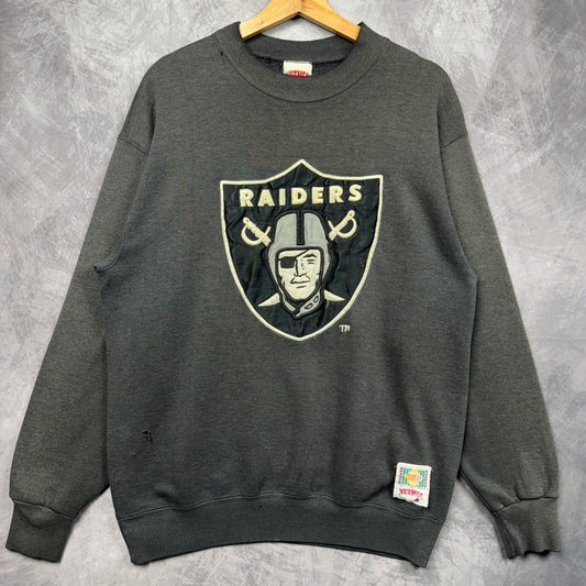 90s Faded Black Los Angeles Raiders Crewneck Sweatshirt 4100