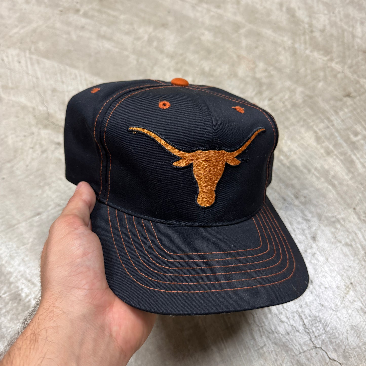 90s Black University of Texas Longhorns Plain Logo Annco Snapback Hat