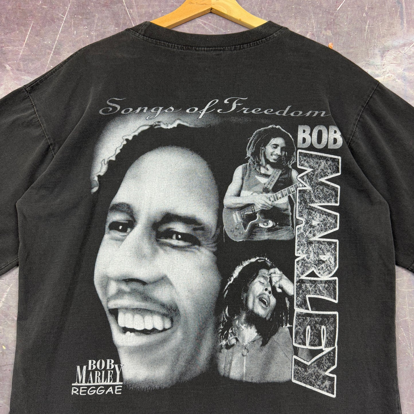 Early 00s Black Bob Marley Songs Of Freedom Rap Tee Style Graphic Shirt XL 1110