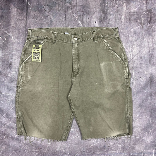 Early 00s Olive Green Baggy Carhartt Carpenter Work Shorts 37x10.5 AZ86