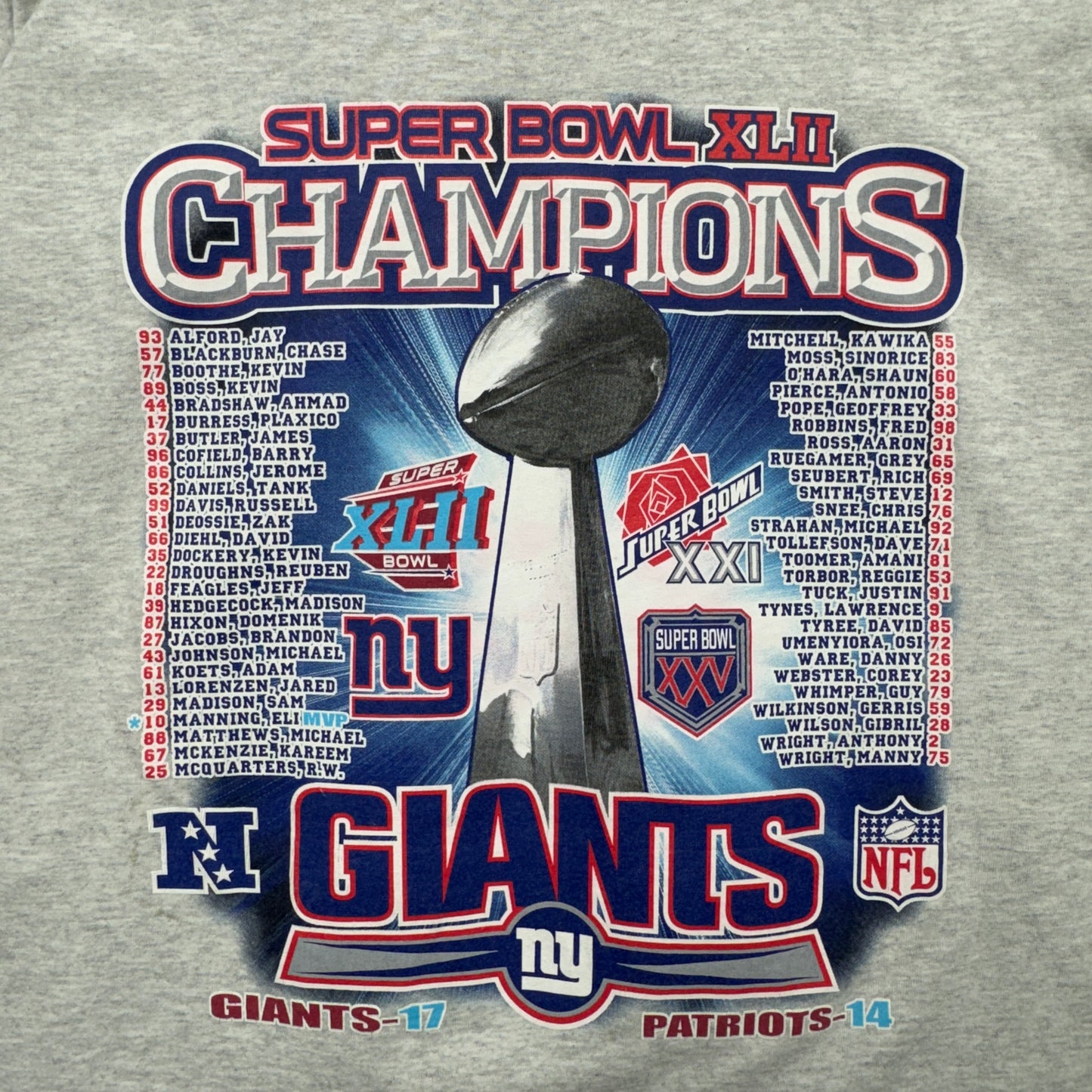 2008 Grey New York Giants Super Bowl XLII Longsleeve Shirt 4222
