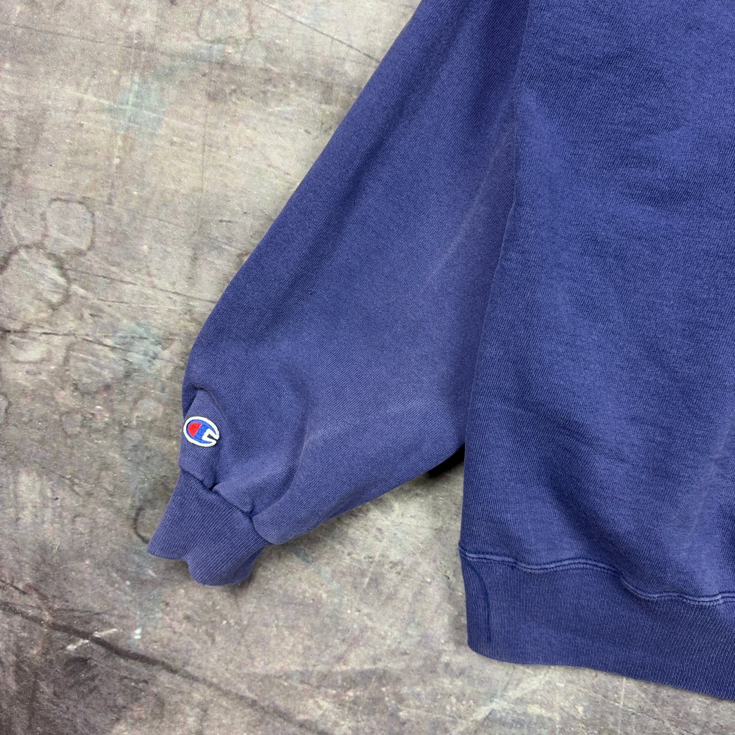 90s Faded Navy Blue Champion Essential Logo Hoodie XL 1222