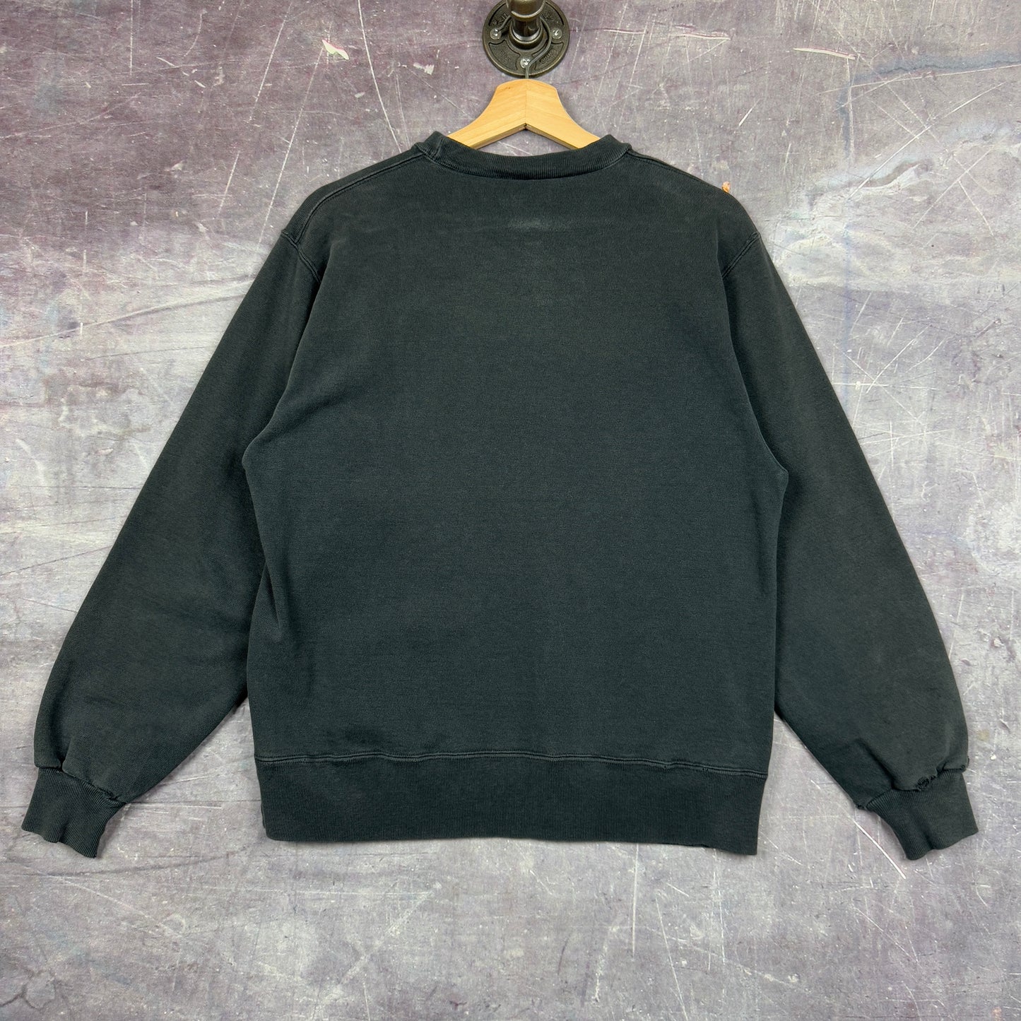 90s Faded Black Champion Essential Logo Spellout Crewneck Sweatshirt M 1279