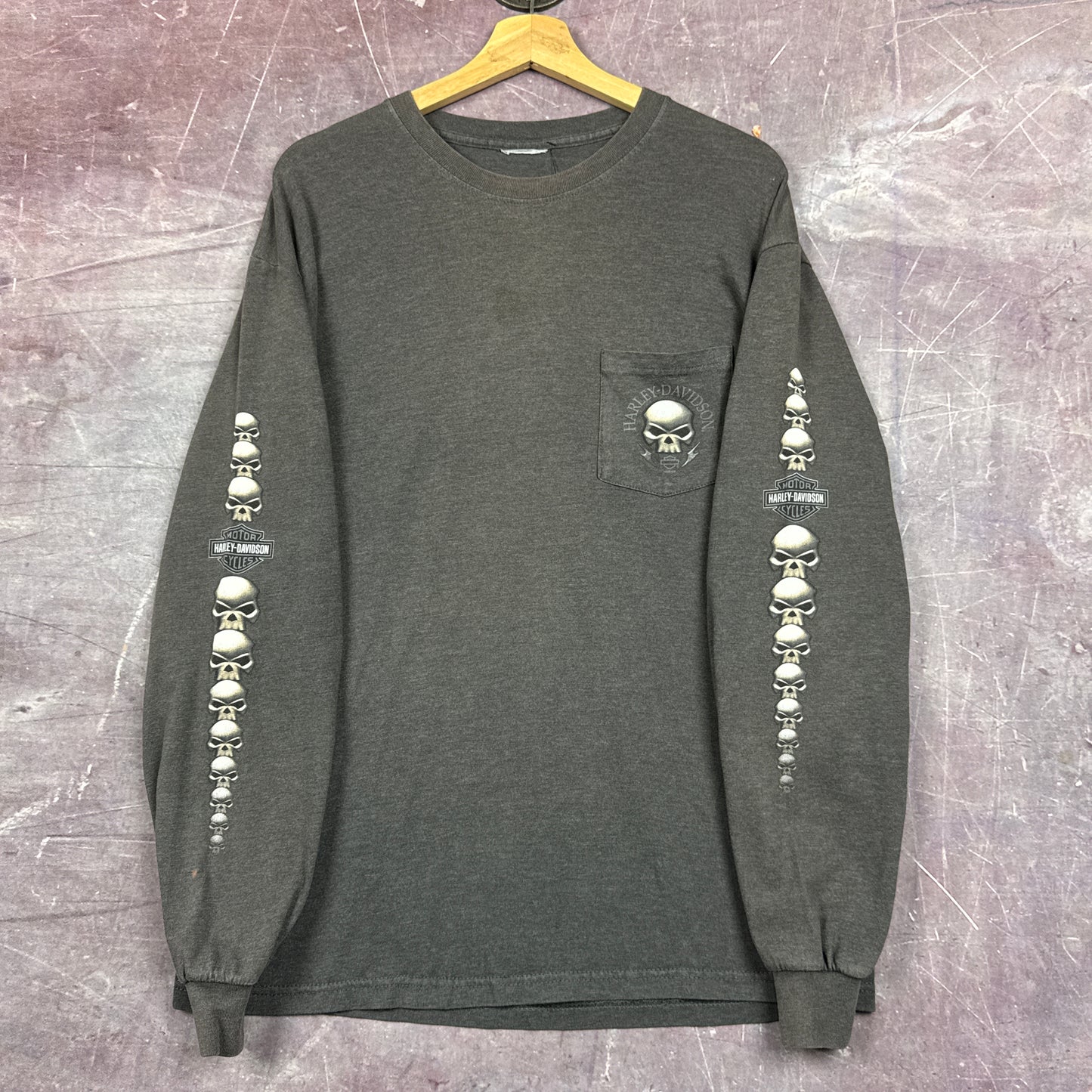 00s Grey Harley Davidson Long Sleeve Shirt 3072