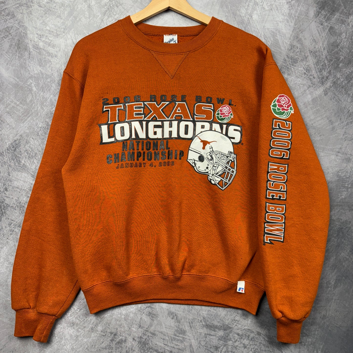 2006 Orange Texas Longhorns Rose Bowl Crewneck Sweatshirt 4349