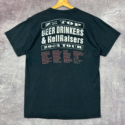 2003 Faded Black ZZ Top Beer Drinkers & Hellraisers Tour Graphic Shirt M 0895