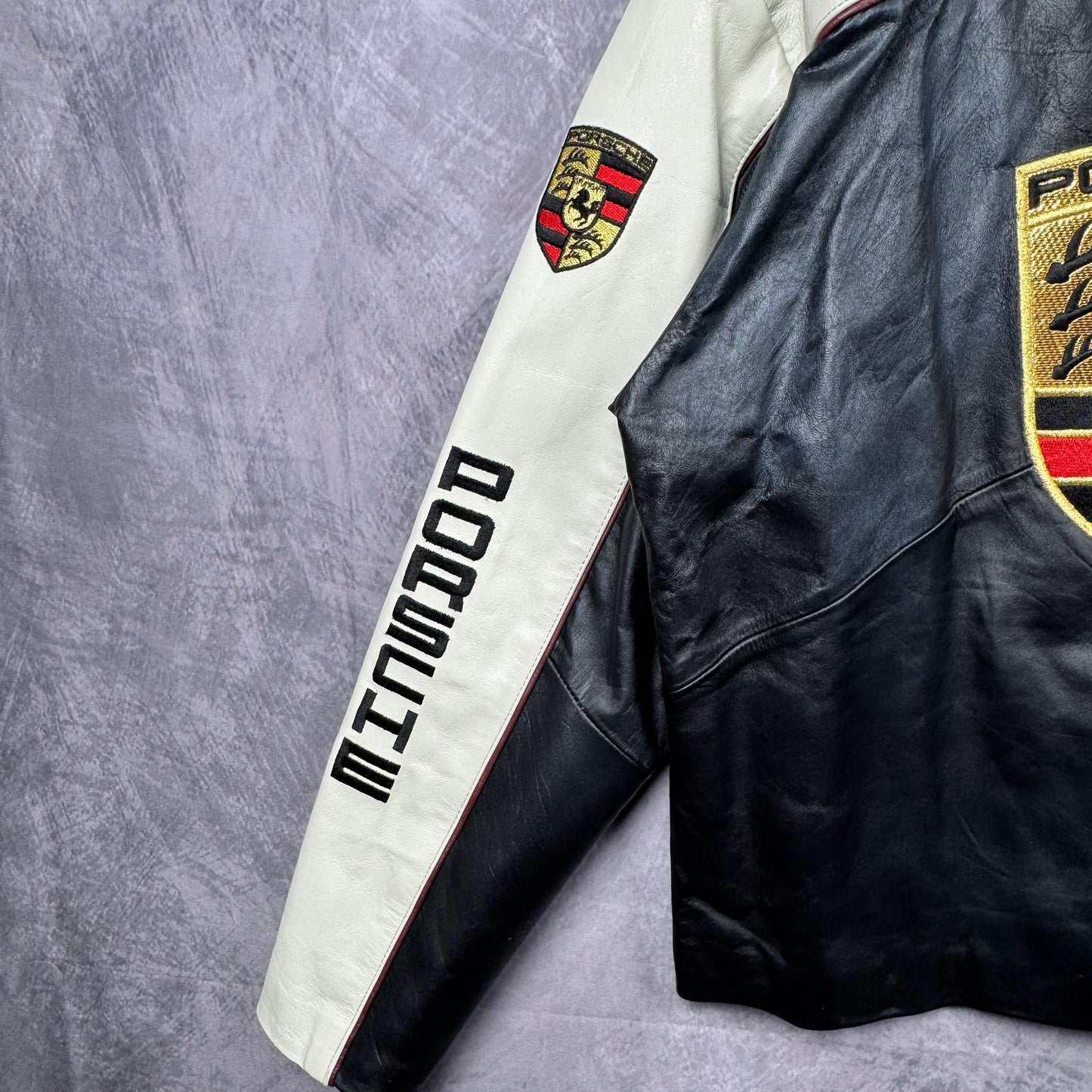 90s Black Porsche Leather Jacket 4031