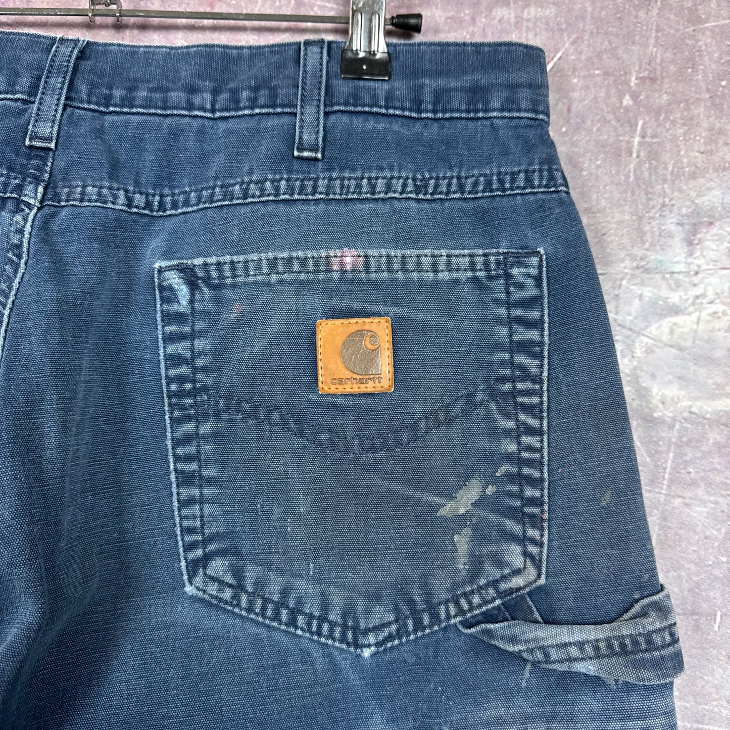 90s Navy Blue Carhartt Baggy Carpenter Work Shorts 30x10 BA83