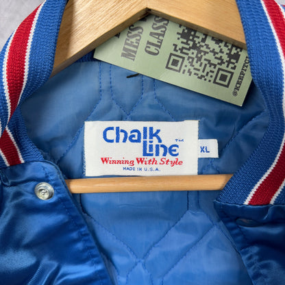 80s Blue New York Giants Chalkline Satin Jacket 4081
