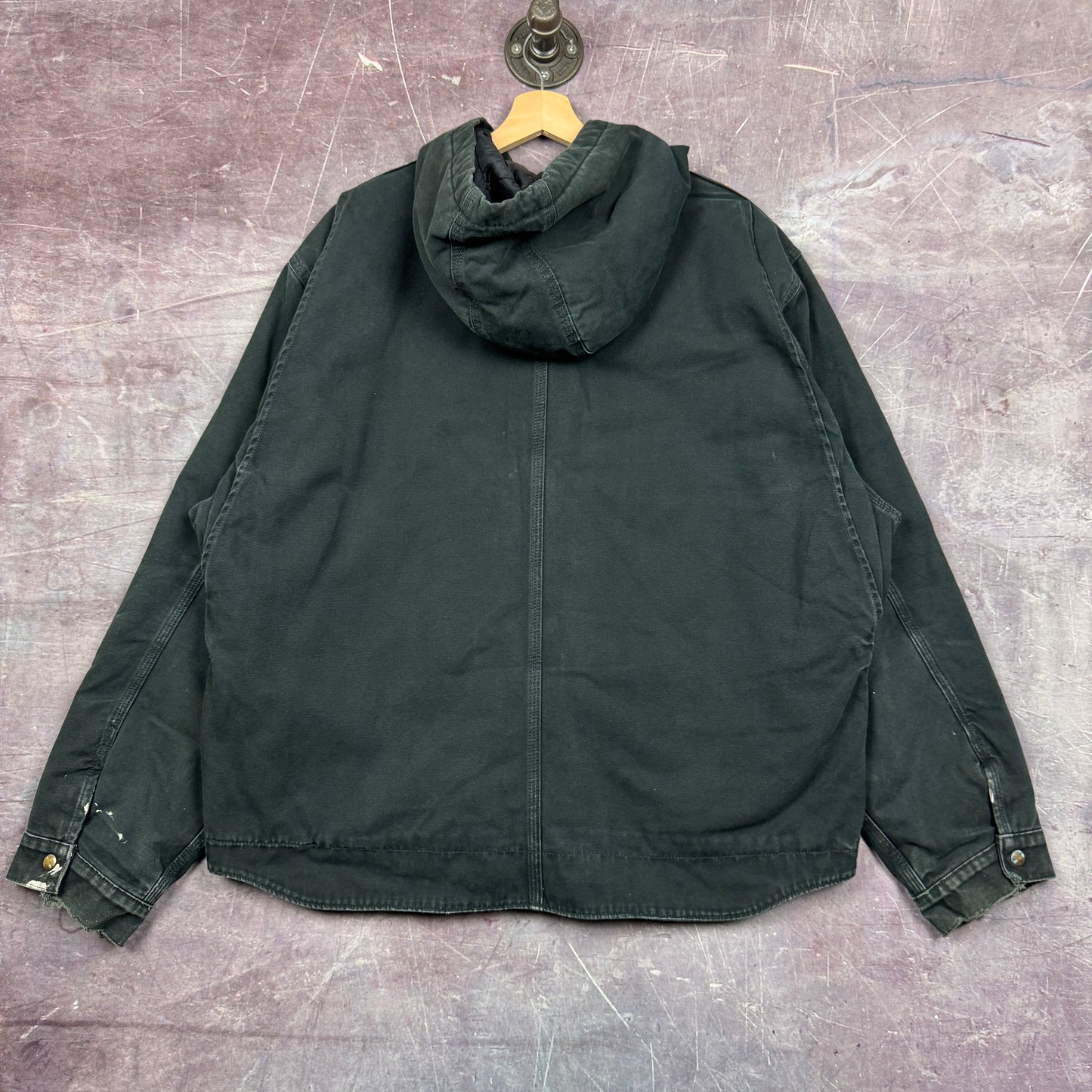 Early 00s Black Carhartt Hooded Detroit Work Jacket XL 2334