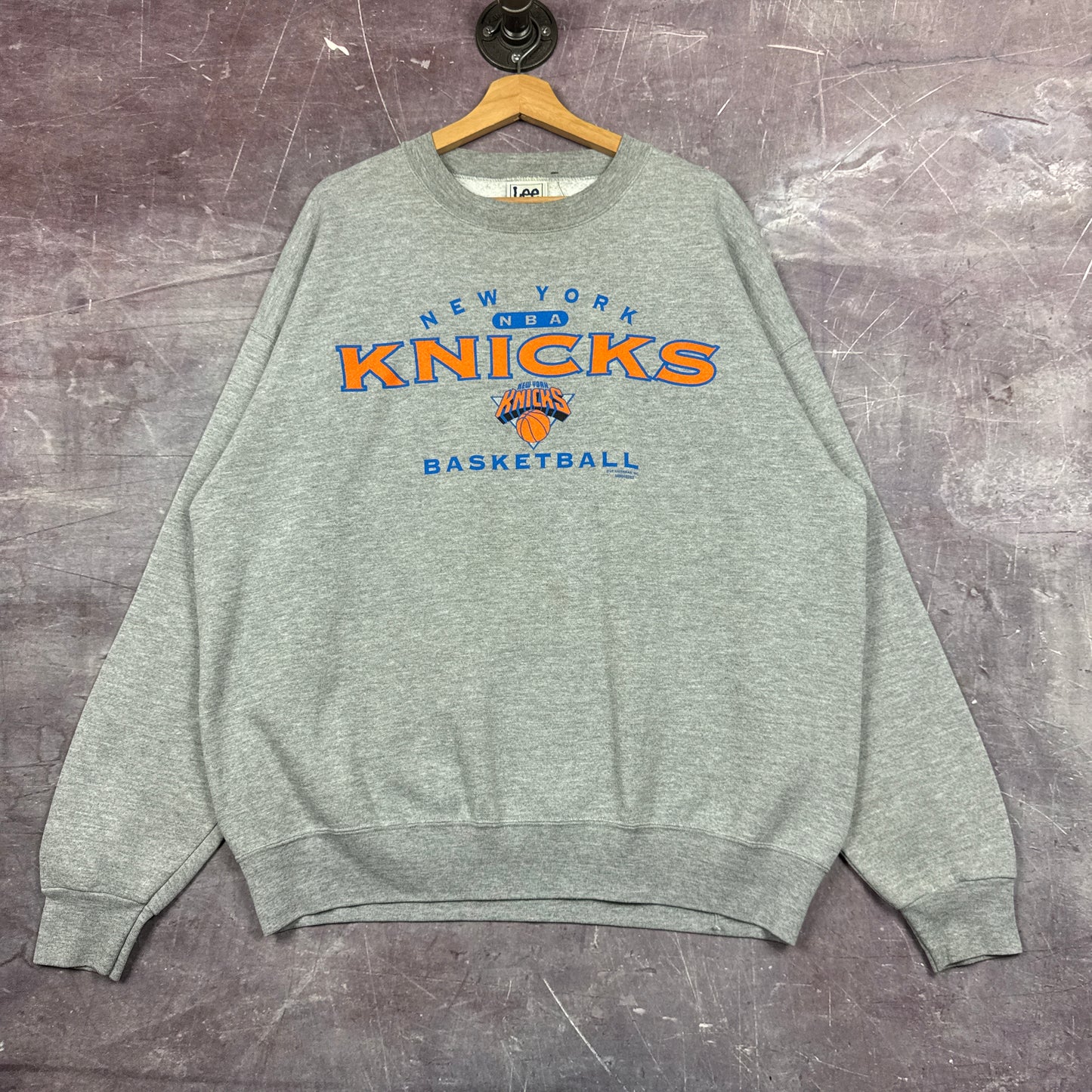 Early 00s Heather Grey New York Knicks Basketball Graphic Crewneck Sweatshirt XL 2994