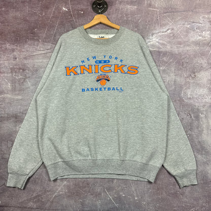 Early 00s Heather Grey New York Knicks Basketball Graphic Crewneck Sweatshirt XL 2994