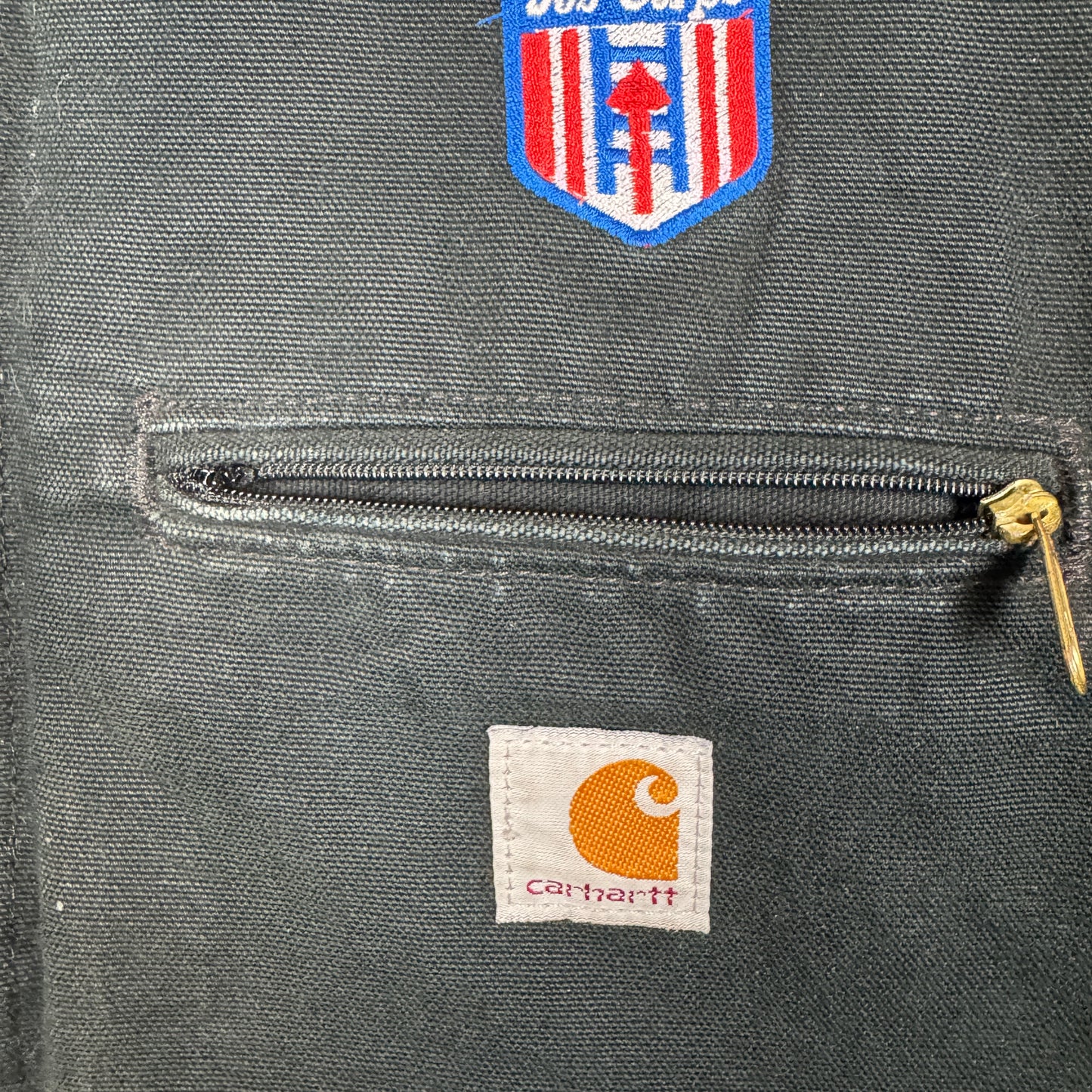 90s Black Carhartt Security Embroidered Detroit Work Jacket M 2378