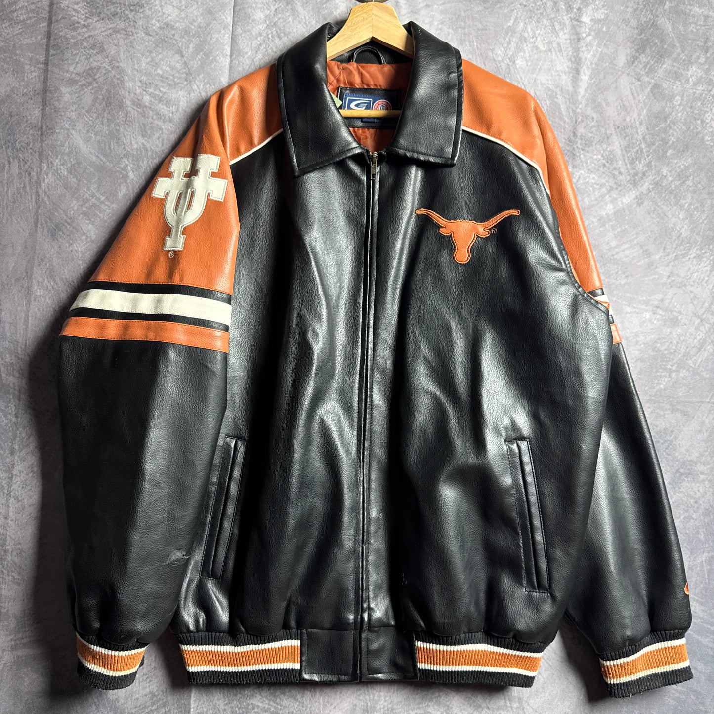 00s Black Texas Longhorns Leather Jacket 4585