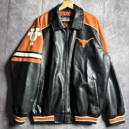 00s Black Texas Longhorns Leather Jacket 4585
