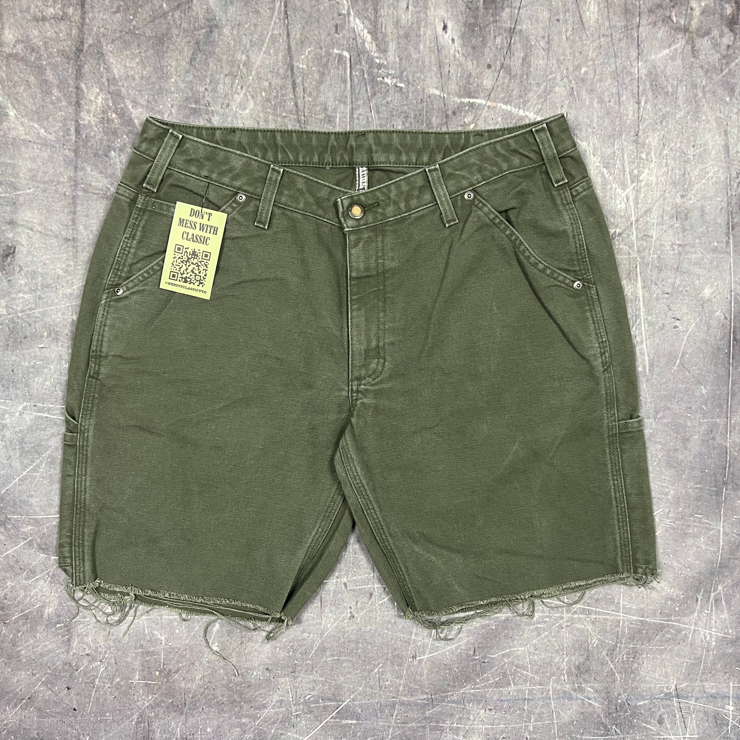 Early 00s Olive Green Baggy Carhartt Carpenter Work Shorts 34x8 AY06