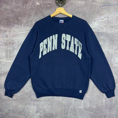 90s Navy Blue Penn State Russell Athletic Spellout Graphic Crewneck Sweatshirt M 1290