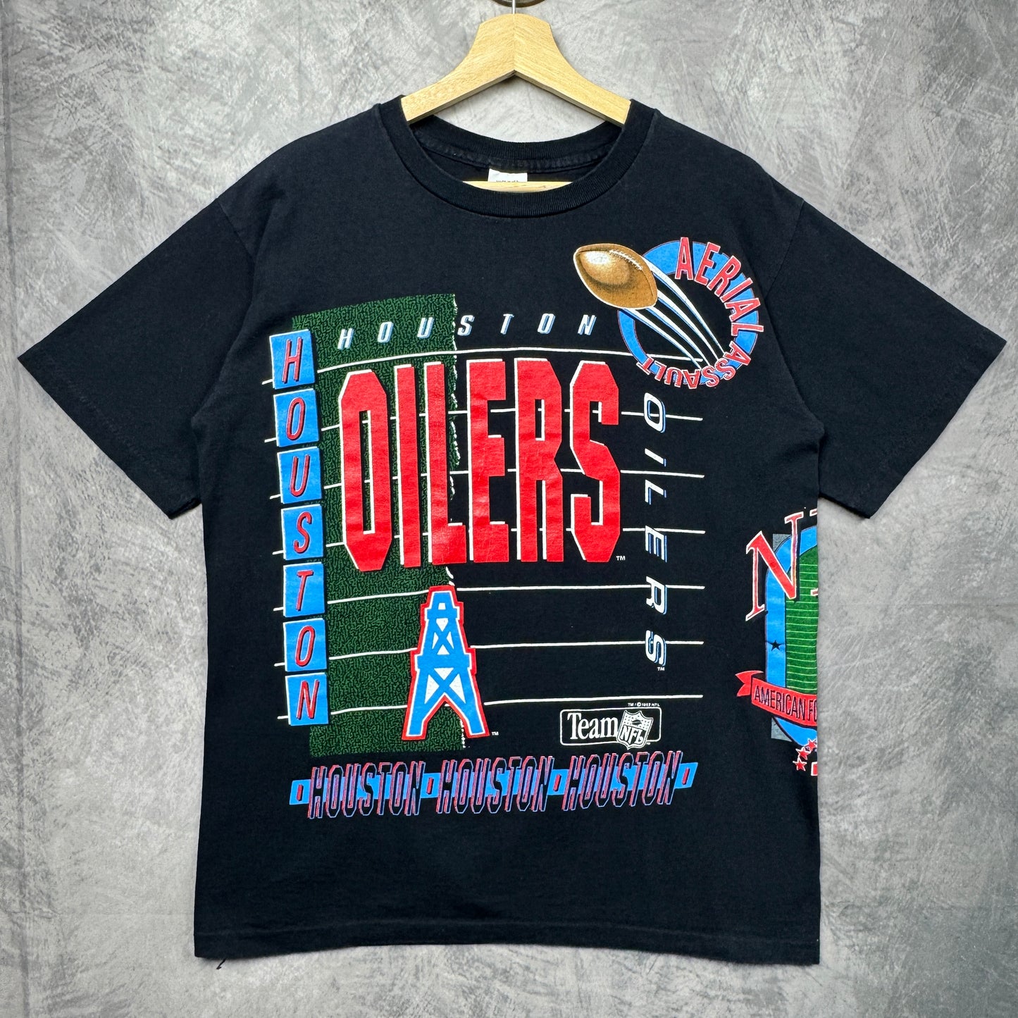 1992 Black Houston Oilers Shirt 4228