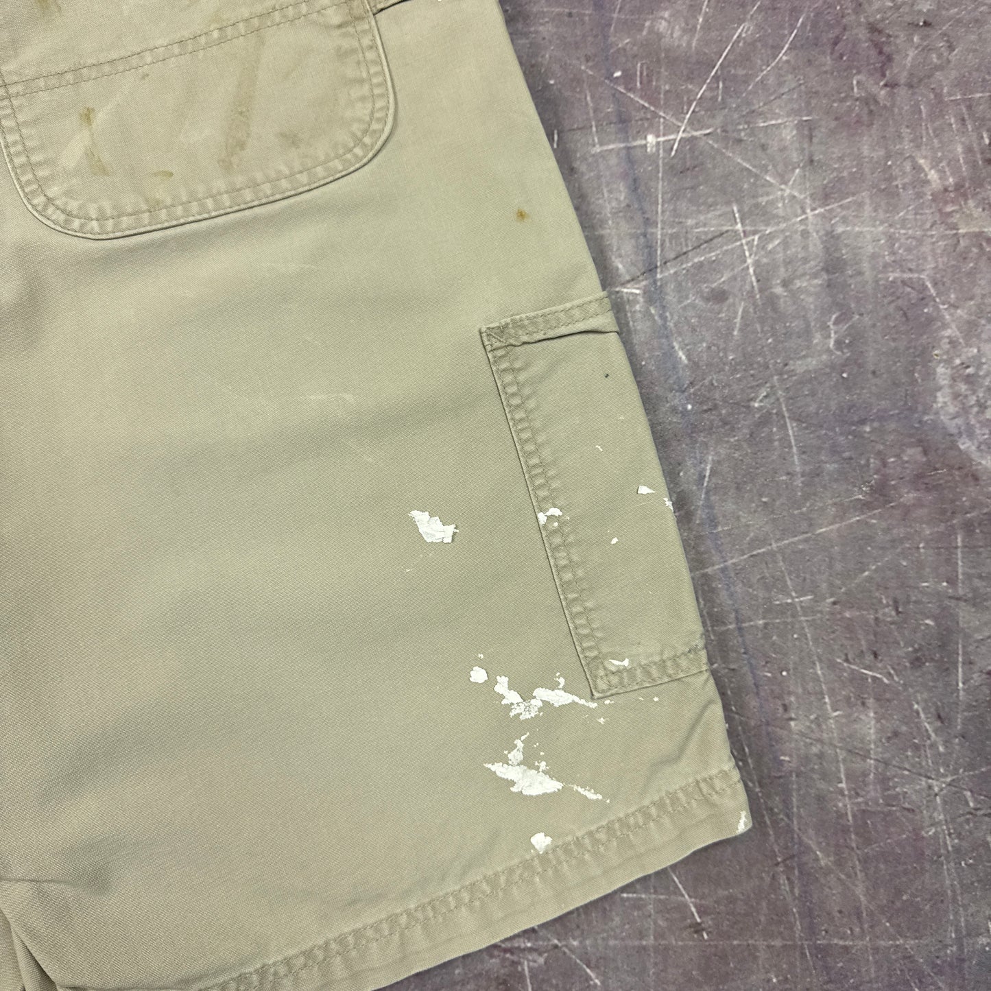 00s Tan Brown Baggy Carhartt Carpenter Painter Work Shorts 35x9.5 2794
