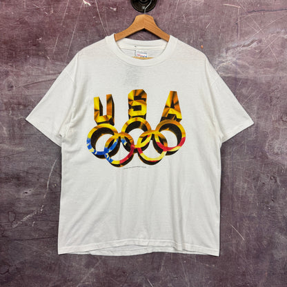 90s White USA Atlanta Olympics Shirt 3469