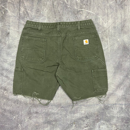 Early 00s Olive Green Baggy Carhartt Carpenter Work Shorts 34x8 AY06