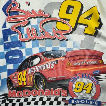 90s White Bill Elliott McDonalds Nascar Shirt 3897