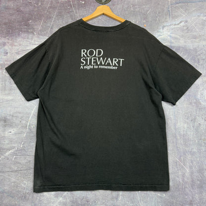 90s Faded Black Rod Stewart A Night To Remember Graphic Shirt L 1125