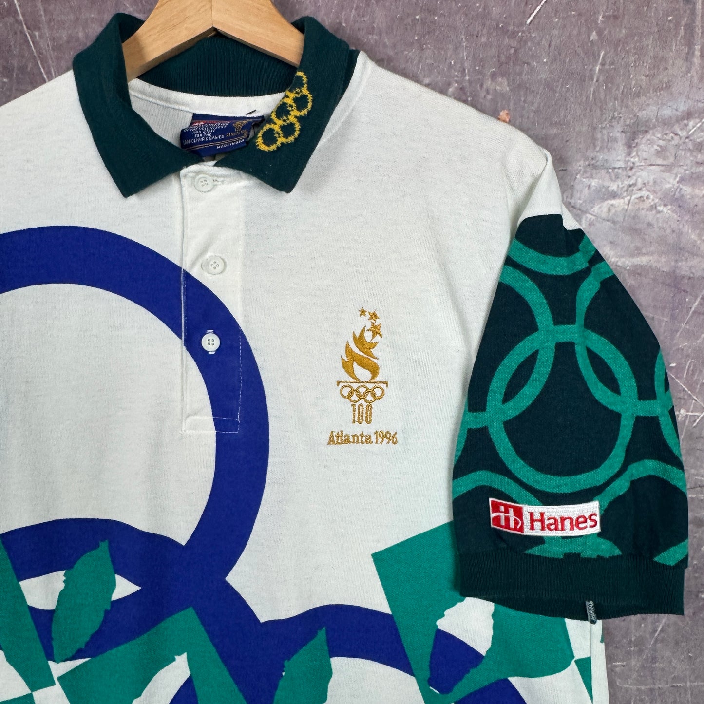 1996 White Atlanta Olympics Polo Shirt 3306