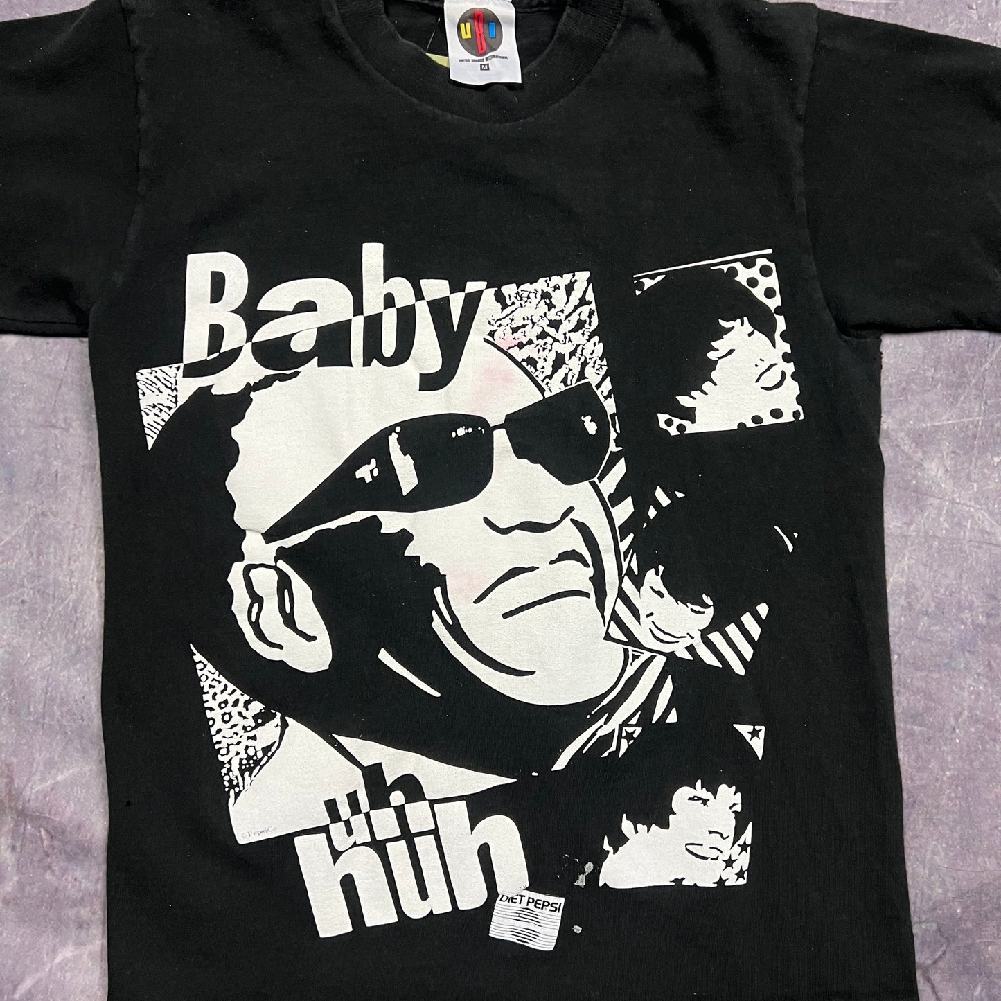 90s Black Ray Charles Diet Pepsi Baby Uh Huh Graphic Shirt S AL64