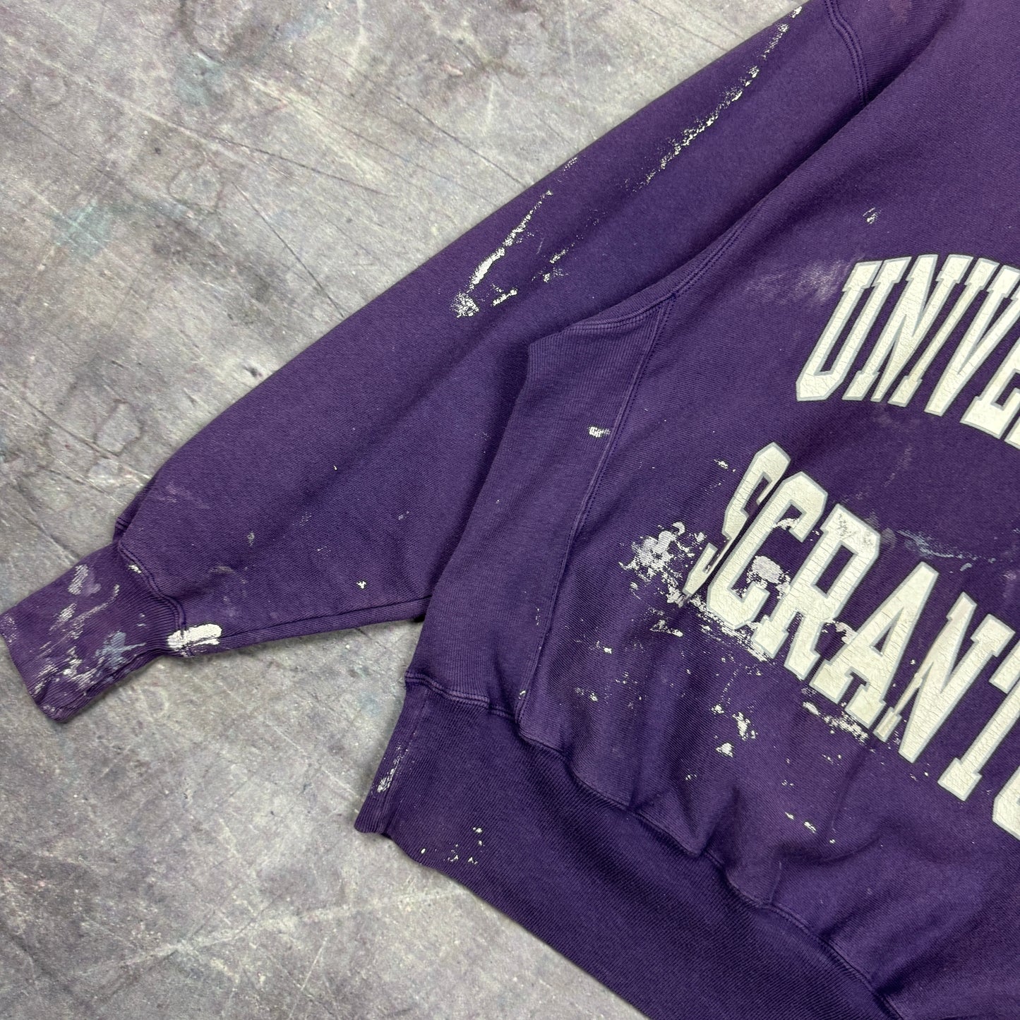 90s Purple University of Scranton Paint Splatter Crewneck Sweatshirt M 0088