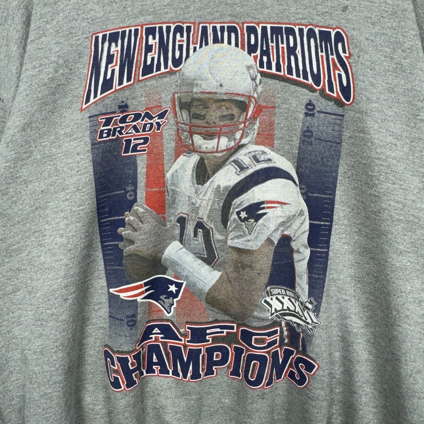 00s Grey Patriots Tom Brady Crewneck Sweatshirt 4107