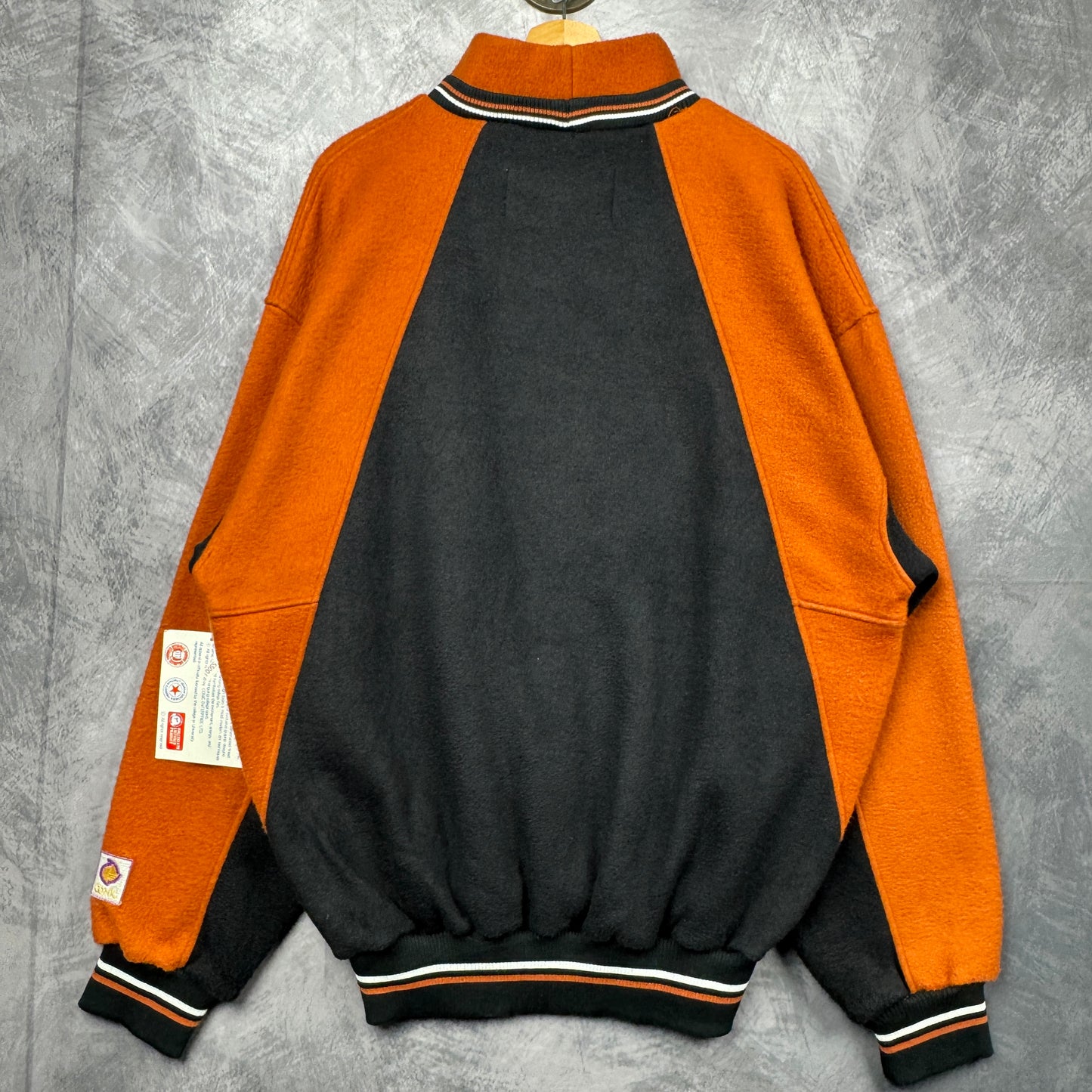 90s Black Orange Texas Longhorns Basketball Mockneck Sweatshirt 4368