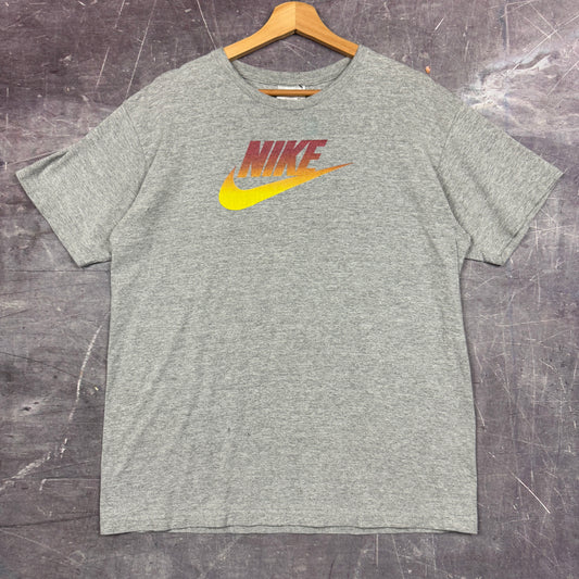 Early 00s Light Gray Nike Red Yellow Essential Logo Graphic Shirt L 1016