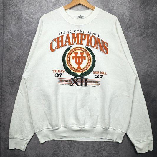 1996 White Big 12 Champions Texas Longhorns Crewneck Sweatshirt 4374
