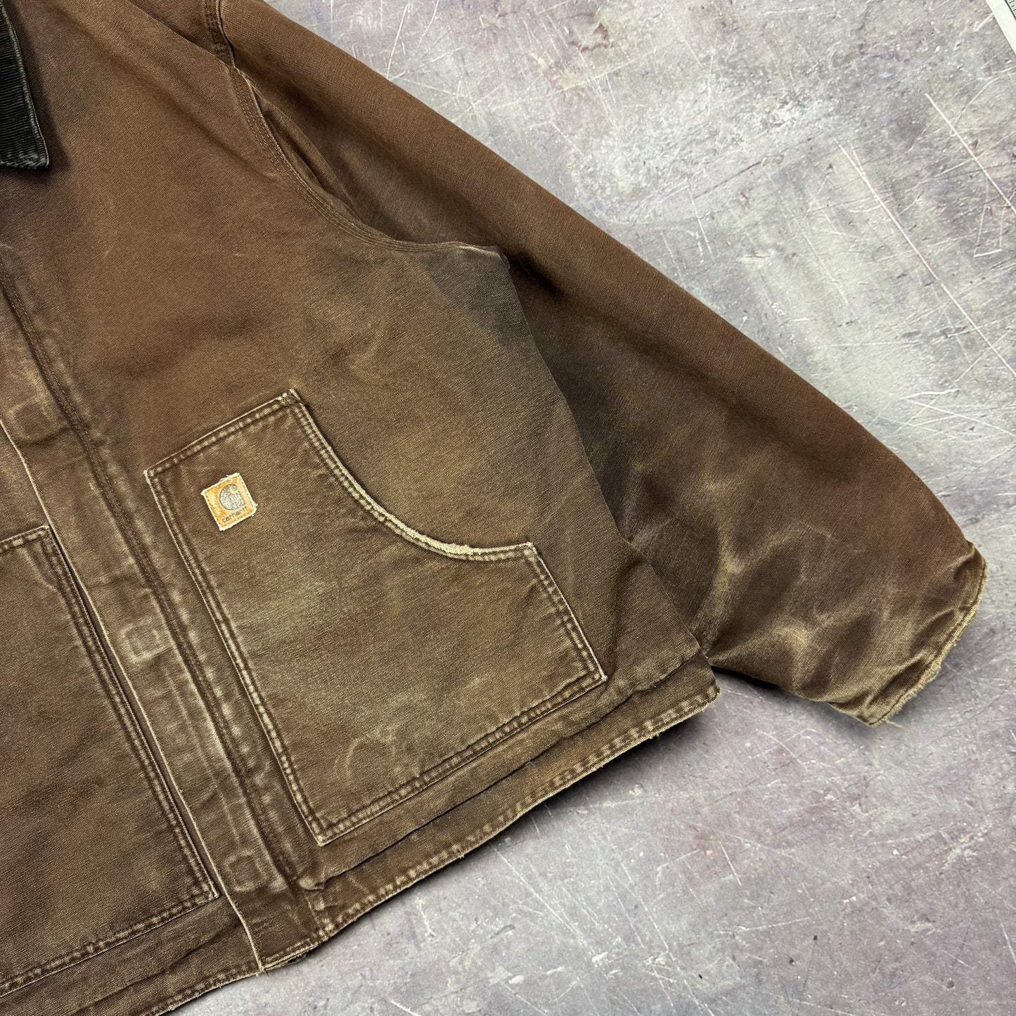 Early 00s Mocha Brown Carhartt Cropped Arctic Work Jacket XXL 2384