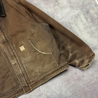 Early 00s Mocha Brown Carhartt Cropped Arctic Work Jacket XXL 2384