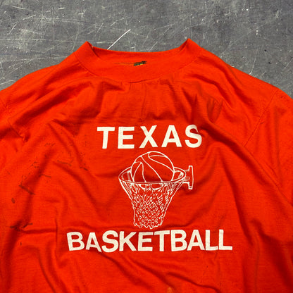 80s University OF Texas Longhorns Basketball Converse Graphic Shirt L