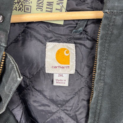Early 00s Black Carhartt Hooded Detroit Work Jacket XL 2334