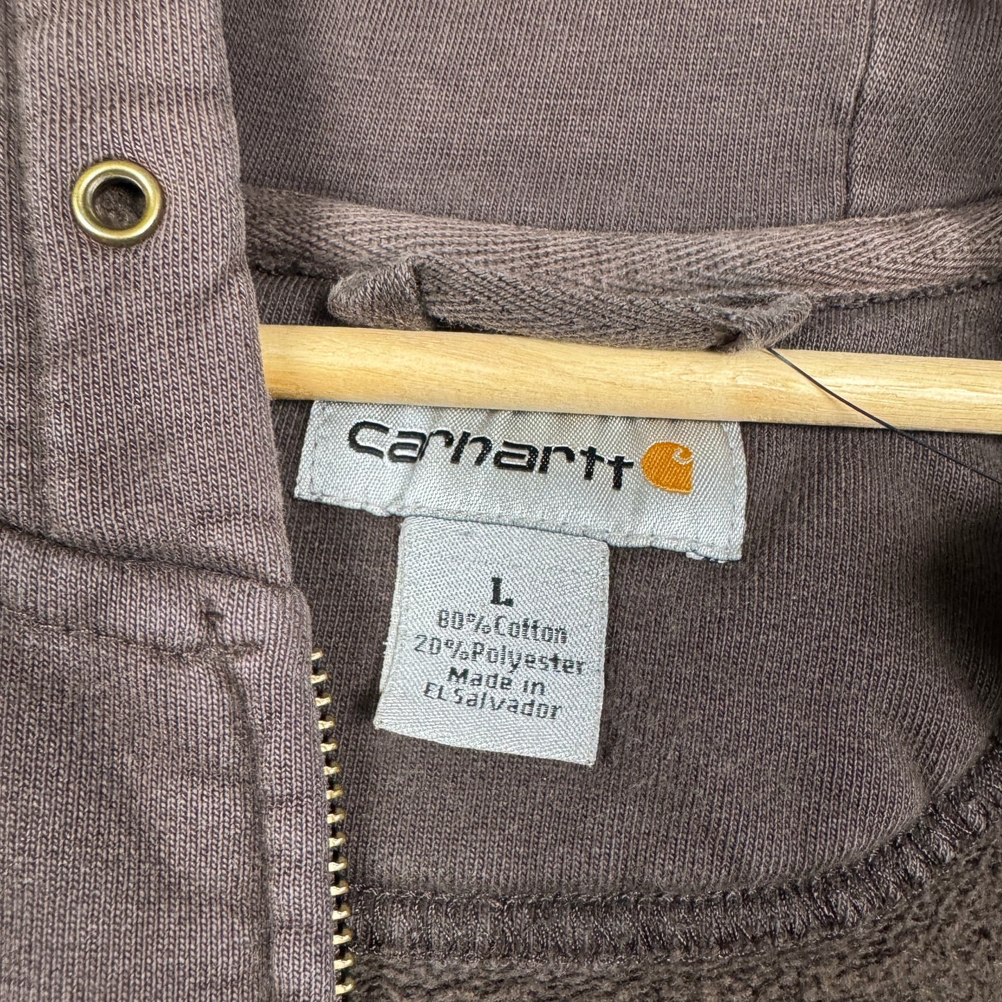 Early 00s Brown Carhartt Essential Logo Zip-Up Hoodie M 0319